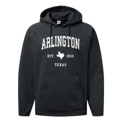 Arlington Texas Tx Vintage Athletic Established Sports Design Performance Fleece Hoodie