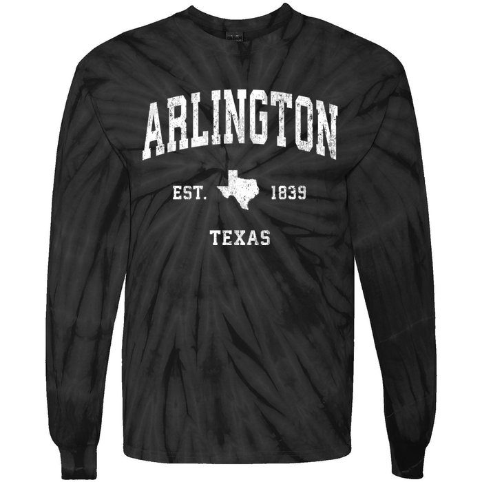 Arlington Texas Tx Vintage Athletic Established Sports Design Tie-Dye Long Sleeve Shirt