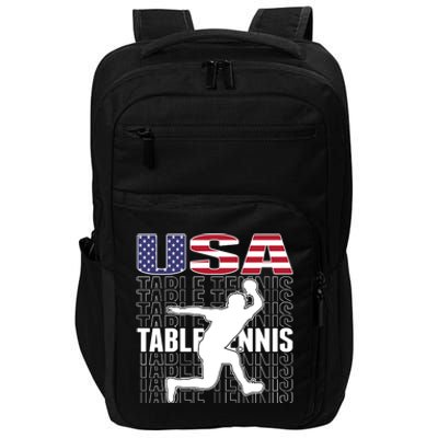 America Table Tennis Fans Jersey American Flag Ping Pong Art Premium Impact Tech Backpack