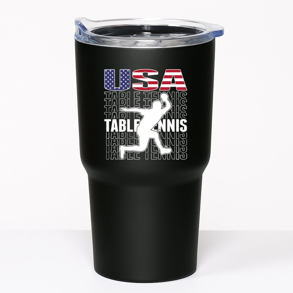 America Table Tennis Fans Jersey American Flag Ping Pong Art Premium Tumbler
