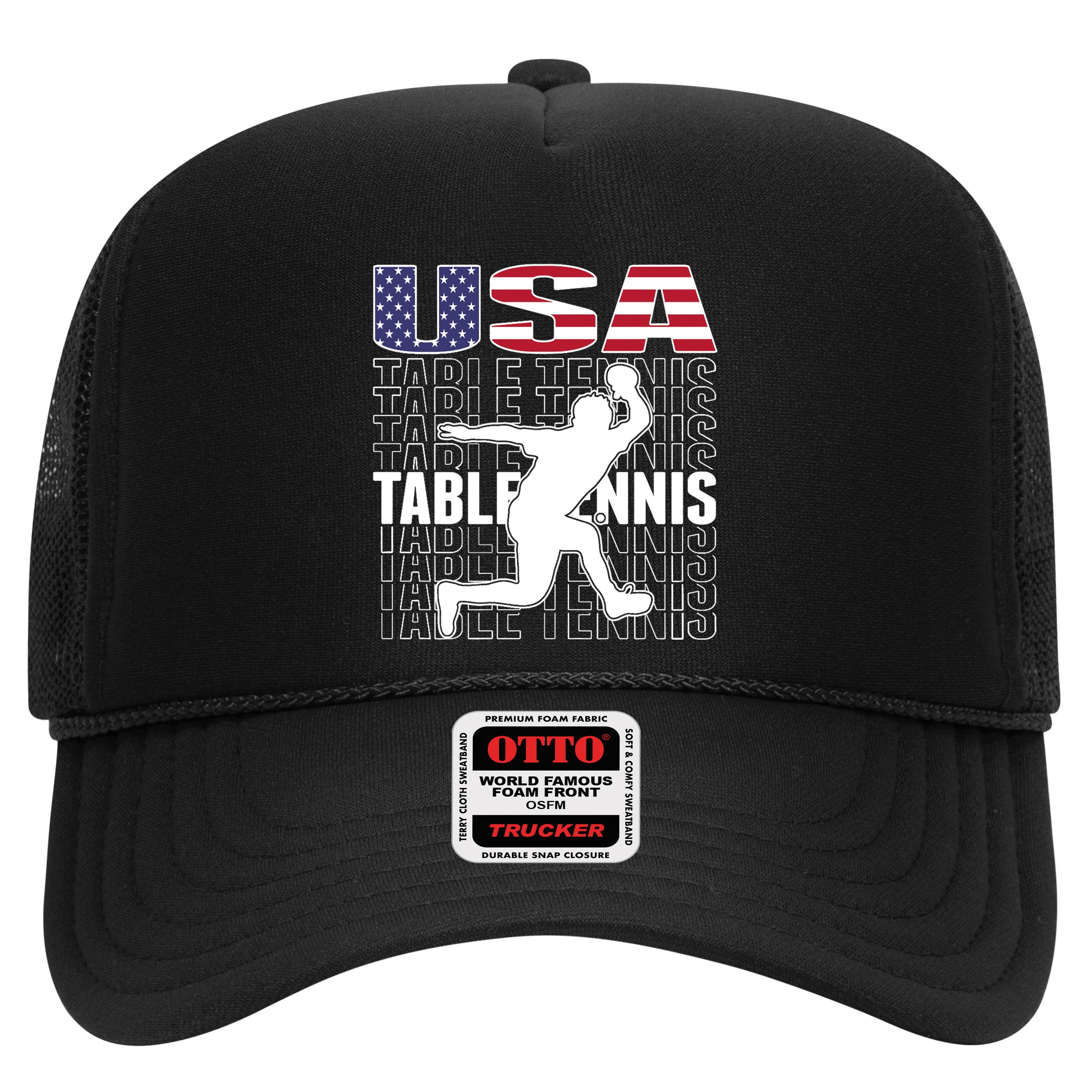 America Table Tennis Fans Jersey American Flag Ping Pong Art Premium Hat