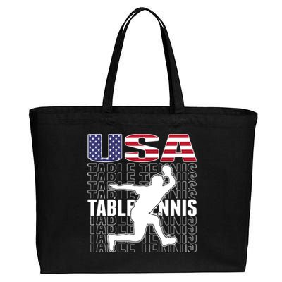 America Table Tennis Fans Jersey American Flag Ping Pong Art Premium Cotton Canvas Jumbo Tote