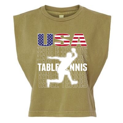 America Table Tennis Fans Jersey American Flag Ping Pong Art Premium Garment-Dyed Women's Muscle Tee