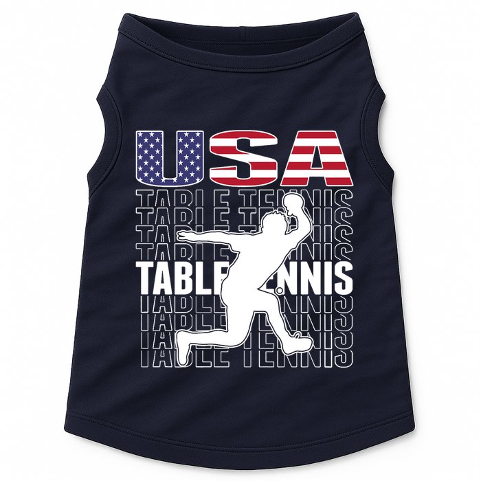 America Table Tennis Fans Jersey American Flag Ping Pong Art Premium Doggie Tank