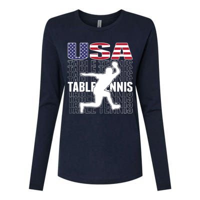 America Table Tennis Fans Jersey American Flag Ping Pong Art Premium Womens Cotton Relaxed Long Sleeve T-Shirt