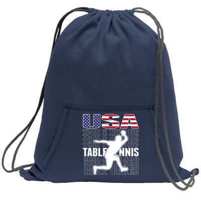 America Table Tennis Fans Jersey American Flag Ping Pong Art Premium Sweatshirt Cinch Pack Bag