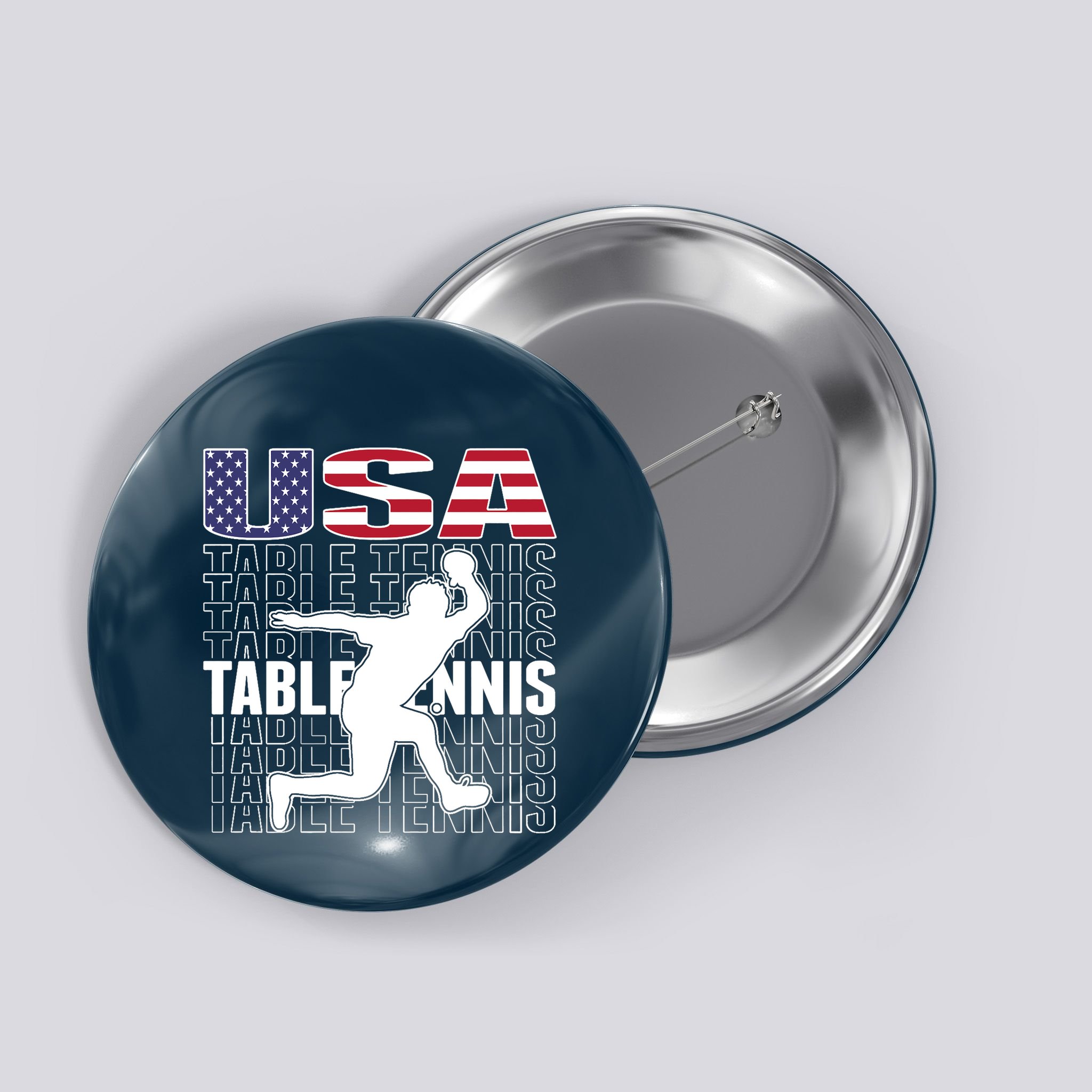 America Table Tennis Fans Jersey American Flag Ping Pong Art Premium Button