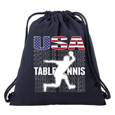 America Table Tennis Fans Jersey American Flag Ping Pong Art Premium Drawstring Bag