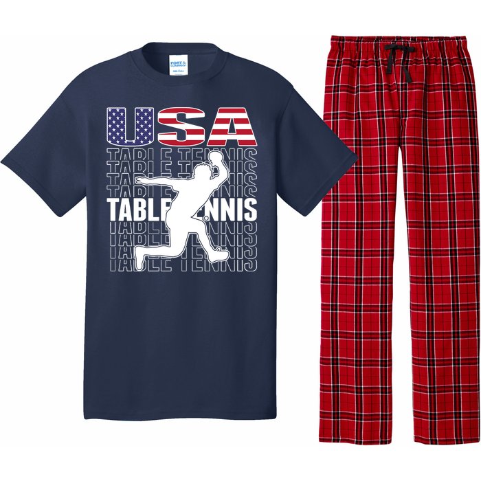 America Table Tennis Fans Jersey American Flag Ping Pong Art Premium Pajama Set