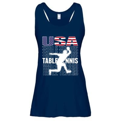 America Table Tennis Fans Jersey American Flag Ping Pong Art Premium Ladies Essential Flowy Tank