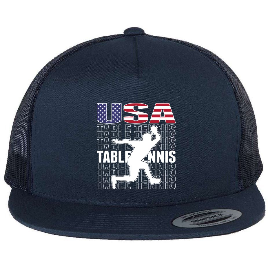America Table Tennis Fans Jersey American Flag Ping Pong Art Premium Flat Bill Trucker Hat