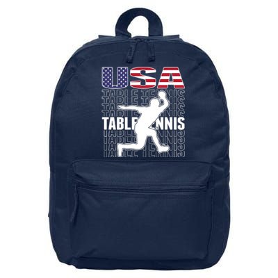 America Table Tennis Fans Jersey American Flag Ping Pong Art Premium 16 in Basic Backpack