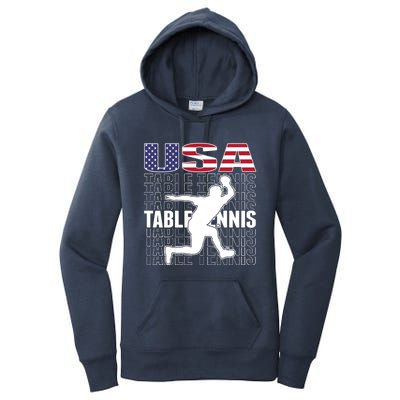 America Table Tennis Fans Jersey American Flag Ping Pong Art Premium Women's Pullover Hoodie