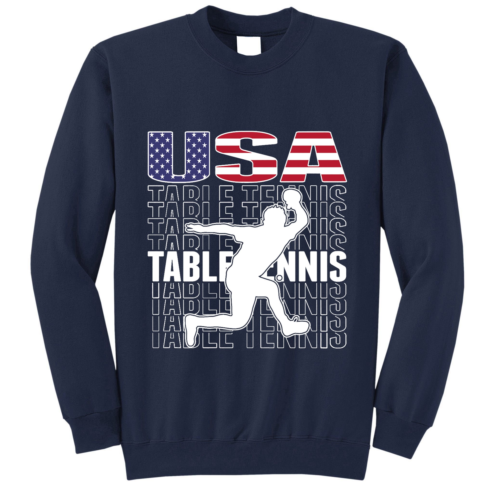 America Table Tennis Fans Jersey American Flag Ping Pong Art Premium Tall Sweatshirt