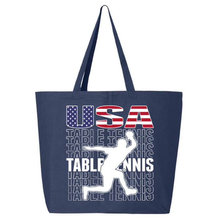 America Table Tennis Fans Jersey American Flag Ping Pong Art Premium 25L Jumbo Tote