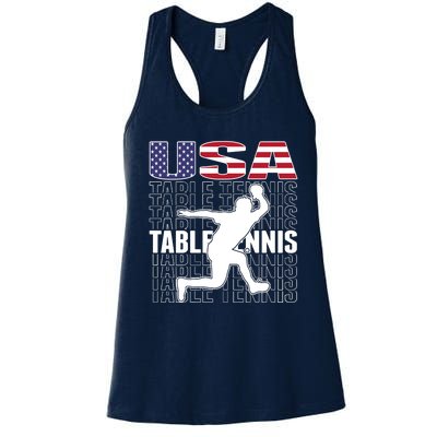 America Table Tennis Fans Jersey American Flag Ping Pong Art Premium Women's Racerback Tank