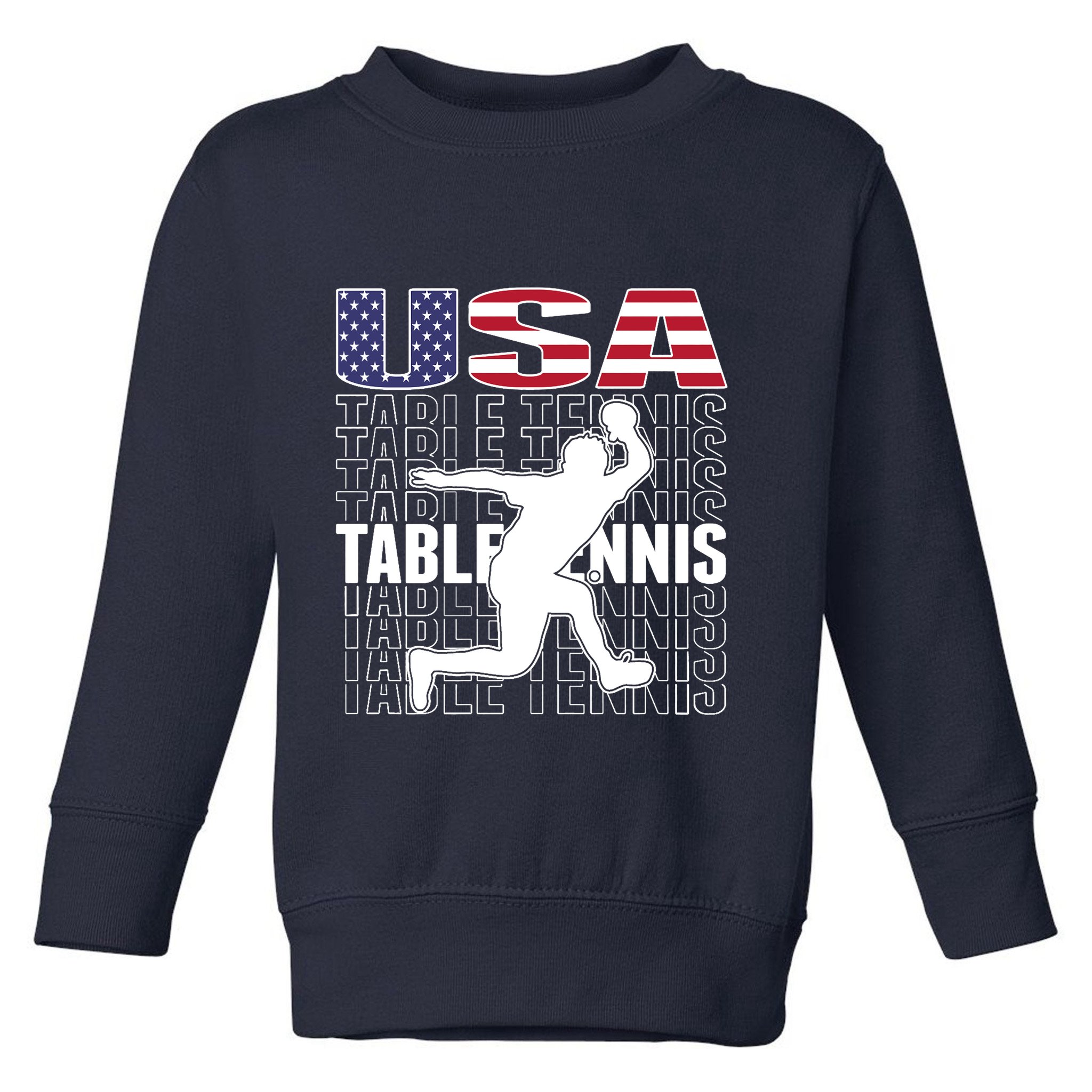 America Table Tennis Fans Jersey American Flag Ping Pong Art Premium Toddler Sweatshirt