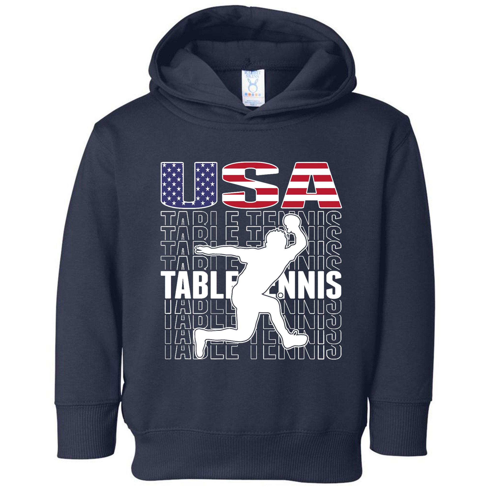 America Table Tennis Fans Jersey American Flag Ping Pong Art Premium Toddler Hoodie