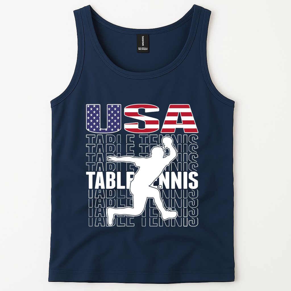 America Table Tennis Fans Jersey American Flag Ping Pong Art Premium Tank Top