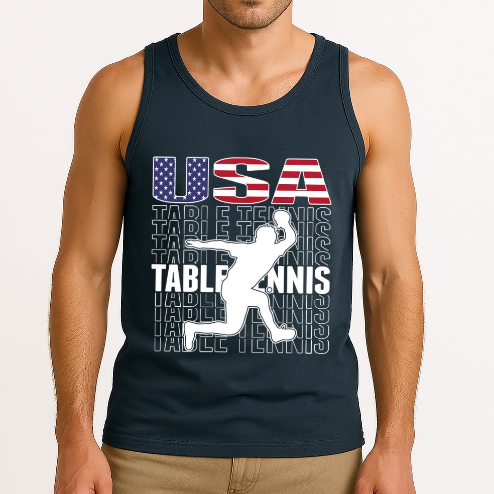 America Table Tennis Fans Jersey American Flag Ping Pong Art Premium Tank Top