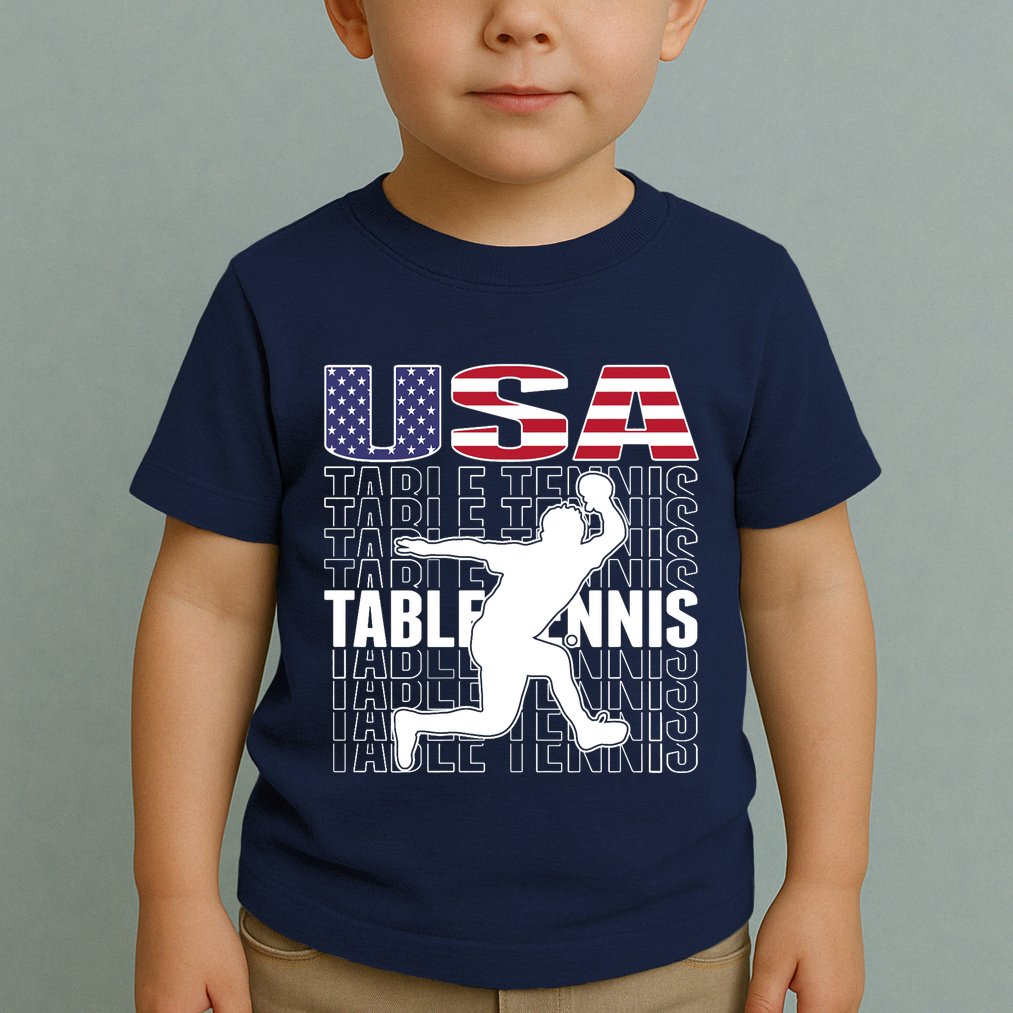 America Table Tennis Fans Jersey American Flag Ping Pong Art Premium Toddler T-Shirt