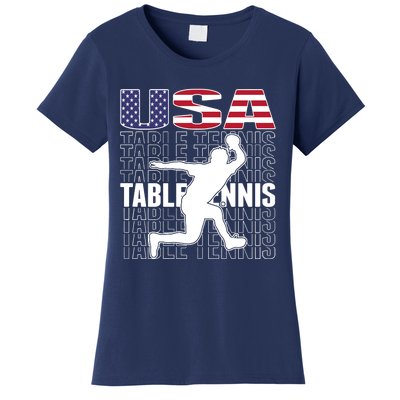 America Table Tennis Fans Jersey American Flag Ping Pong Art Premium Women's T-Shirt