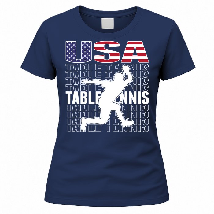 America Table Tennis Fans Jersey American Flag Ping Pong Art Premium Women's T-Shirt