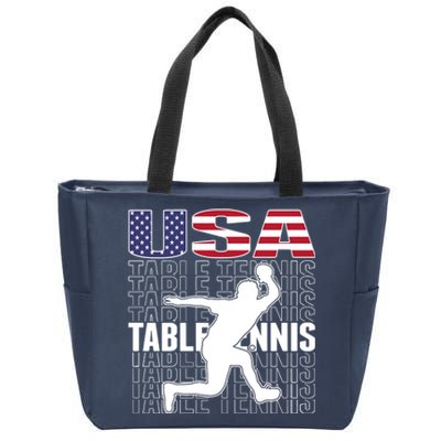 America Table Tennis Fans Jersey American Flag Ping Pong Art Premium Zip Tote Bag