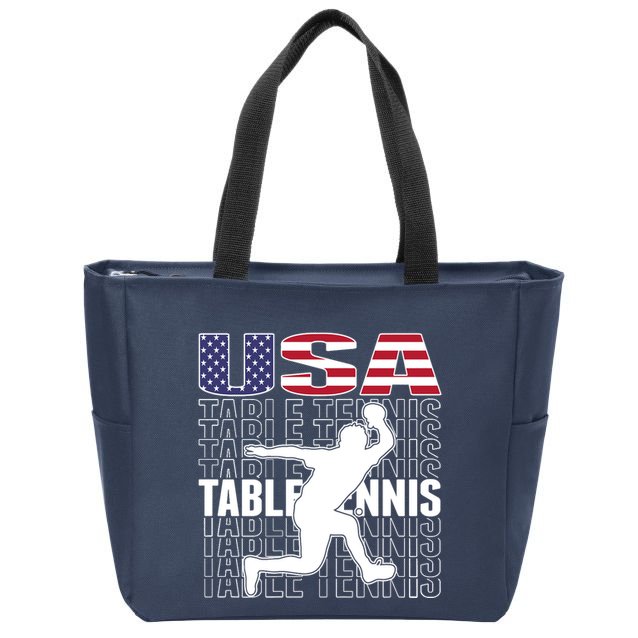 America Table Tennis Fans Jersey American Flag Ping Pong Art Premium Zip Tote Bag