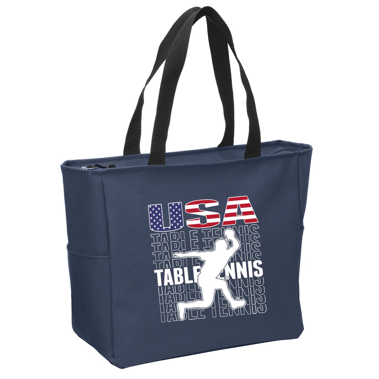 America Table Tennis Fans Jersey American Flag Ping Pong Art Premium Zip Tote Bag