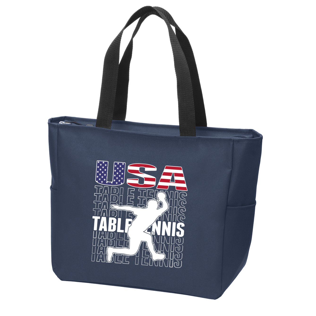 America Table Tennis Fans Jersey American Flag Ping Pong Art Premium Zip Tote Bag