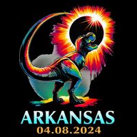 Arkansas Totality Total Solar Eclipse 2024 T Rex Dinosaur Flat Bill Trucker Hat