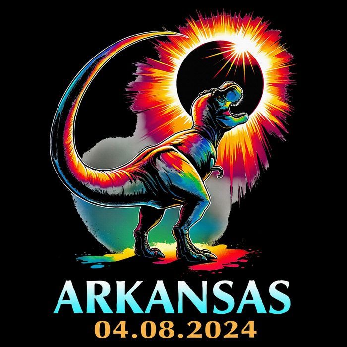 Arkansas Totality Total Solar Eclipse 2024 T Rex Dinosaur Flat Bill Trucker Hat