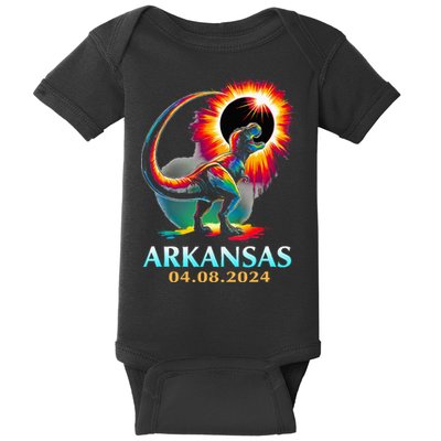 Arkansas Totality Total Solar Eclipse 2024 T Rex Dinosaur Baby Bodysuit