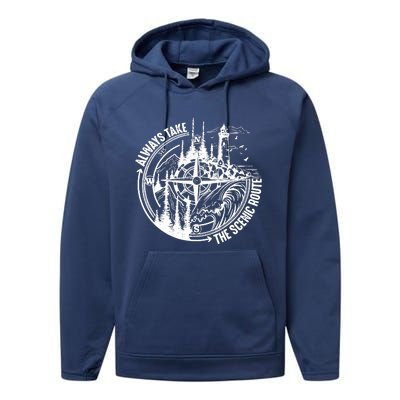 Always Take The Scenic Route Performance Fleece Hoodie