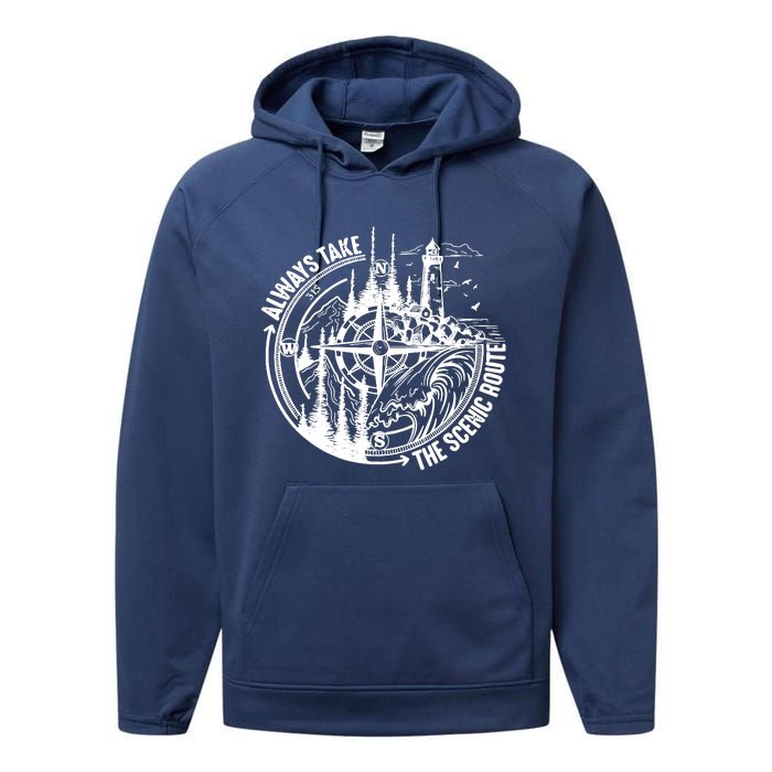 Always Take The Scenic Route Performance Fleece Hoodie