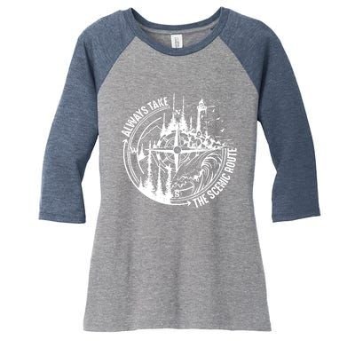 Always Take The Scenic Route Women's Tri-Blend 3/4-Sleeve Raglan Shirt