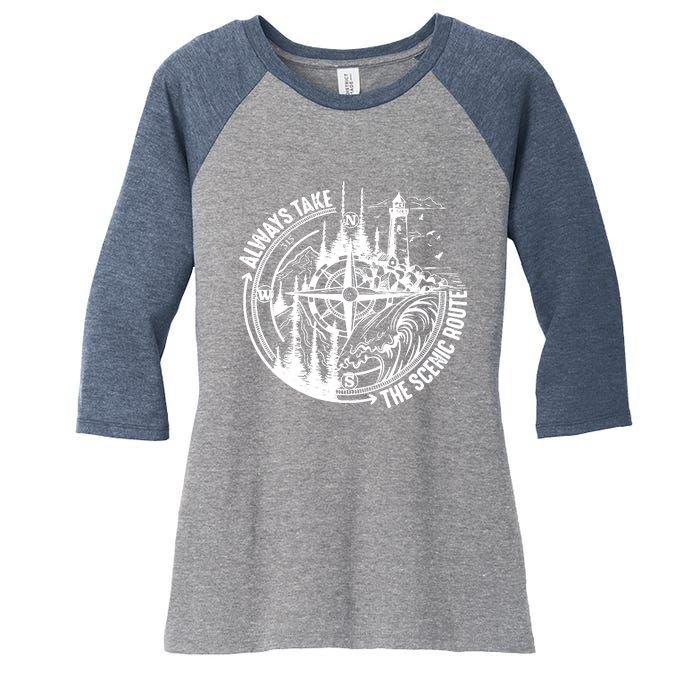 Always Take The Scenic Route Women's Tri-Blend 3/4-Sleeve Raglan Shirt