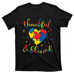 Autism Thanksgiving Thankful Blessed Mom Dad Gift T-Shirt