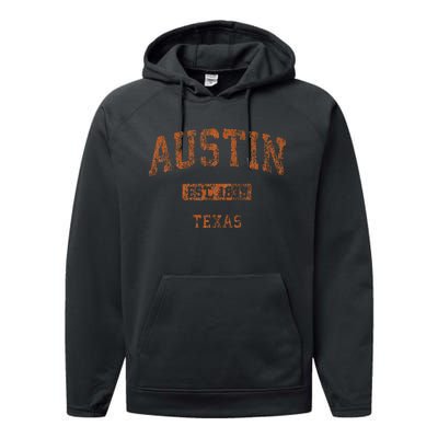 Austin Texas Tx Vintage Athletic Sports Design Performance Fleece Hoodie