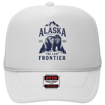 Alaska T The Last Frontier Bear Home Gifts High Crown Mesh Back Trucker Hat