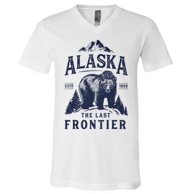 Alaska T The Last Frontier Bear Home Gifts V-Neck T-Shirt