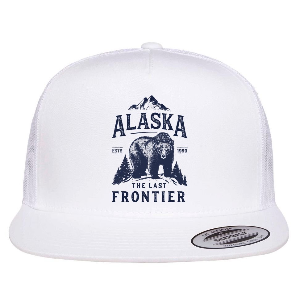 Alaska T The Last Frontier Bear Home Gifts Flat Bill Trucker Hat