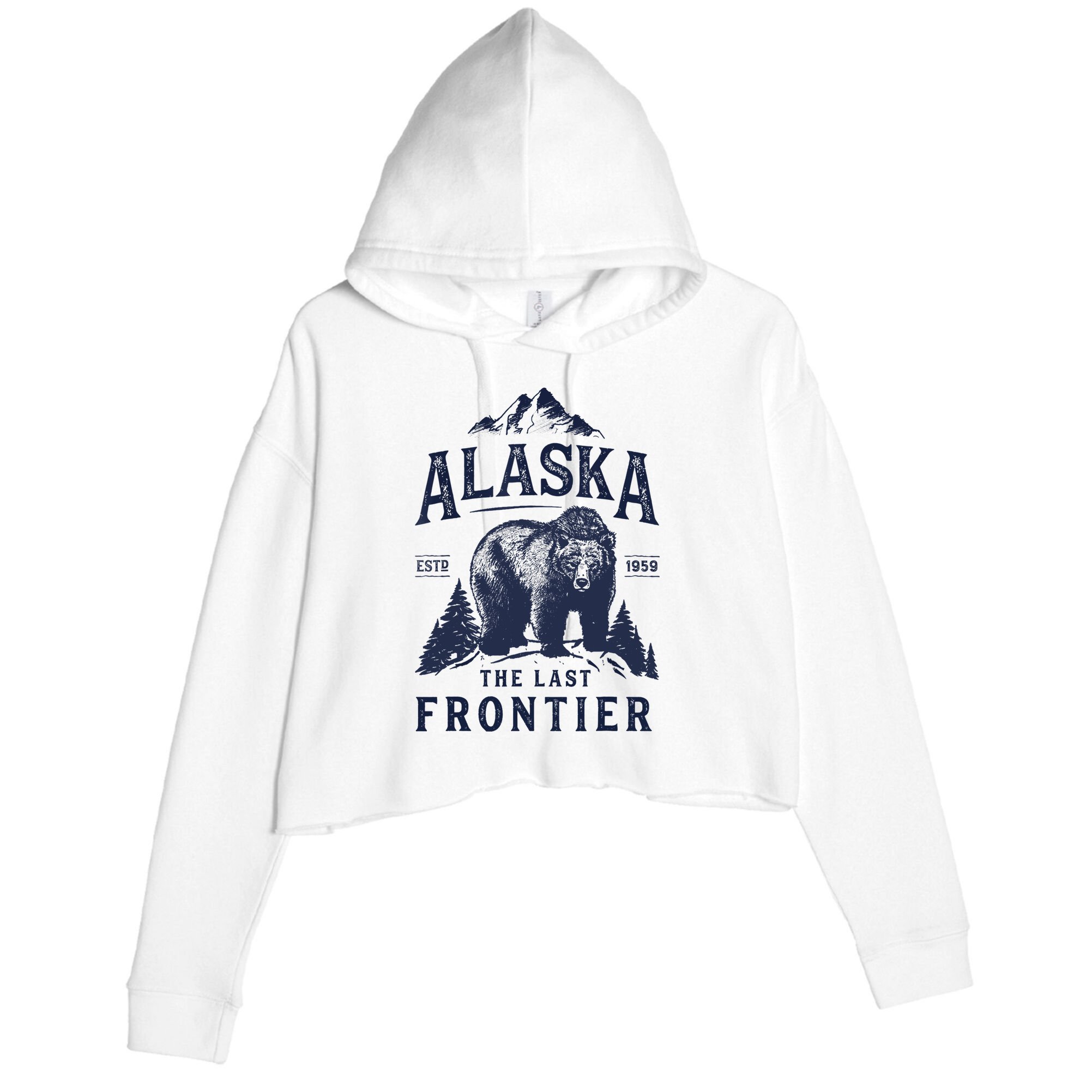 Alaska T The Last Frontier Bear Home Gifts Crop Fleece Hoodie