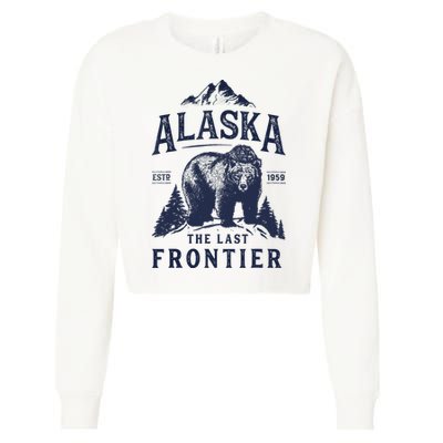 Alaska T The Last Frontier Bear Home Gifts Cropped Pullover Crew
