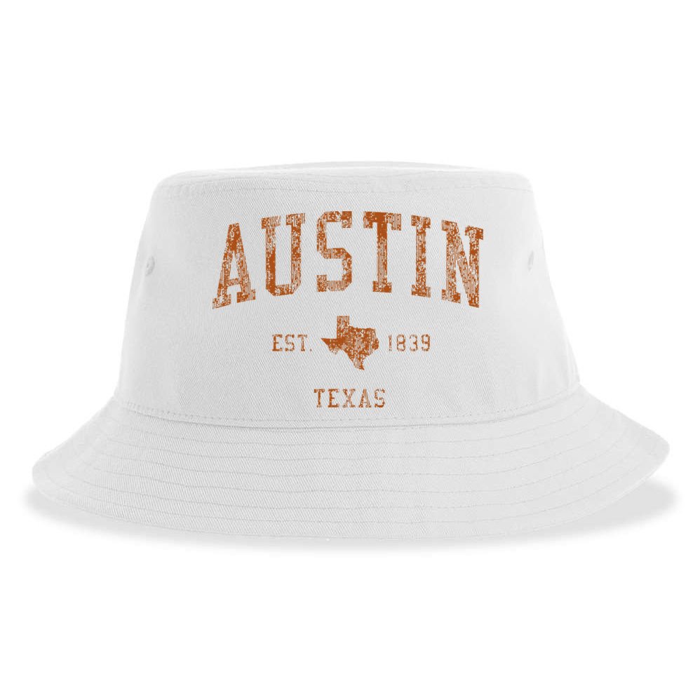 Austin Texas Tx Vintage Athletic Sports Sustainable Bucket Hat