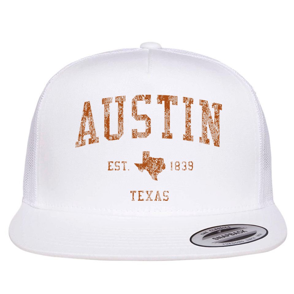 Austin Texas Tx Vintage Athletic Sports Flat Bill Trucker Hat