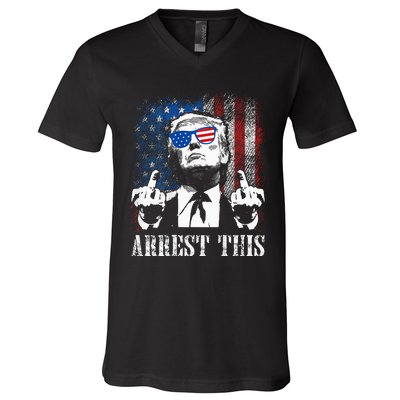 Arrest This Trump 2024 Us American Flag V-Neck T-Shirt