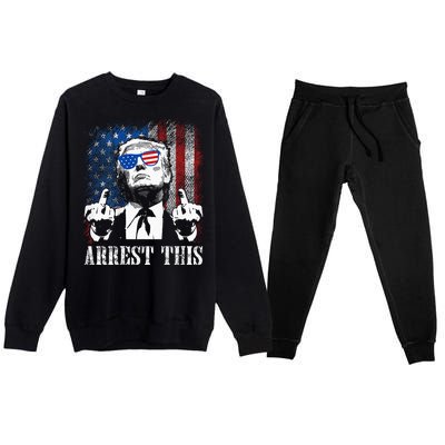 Arrest This Trump 2024 Us American Flag Premium Crewneck Sweatsuit Set