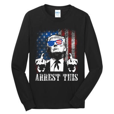 Arrest This Trump 2024 Us American Flag Tall Long Sleeve T-Shirt